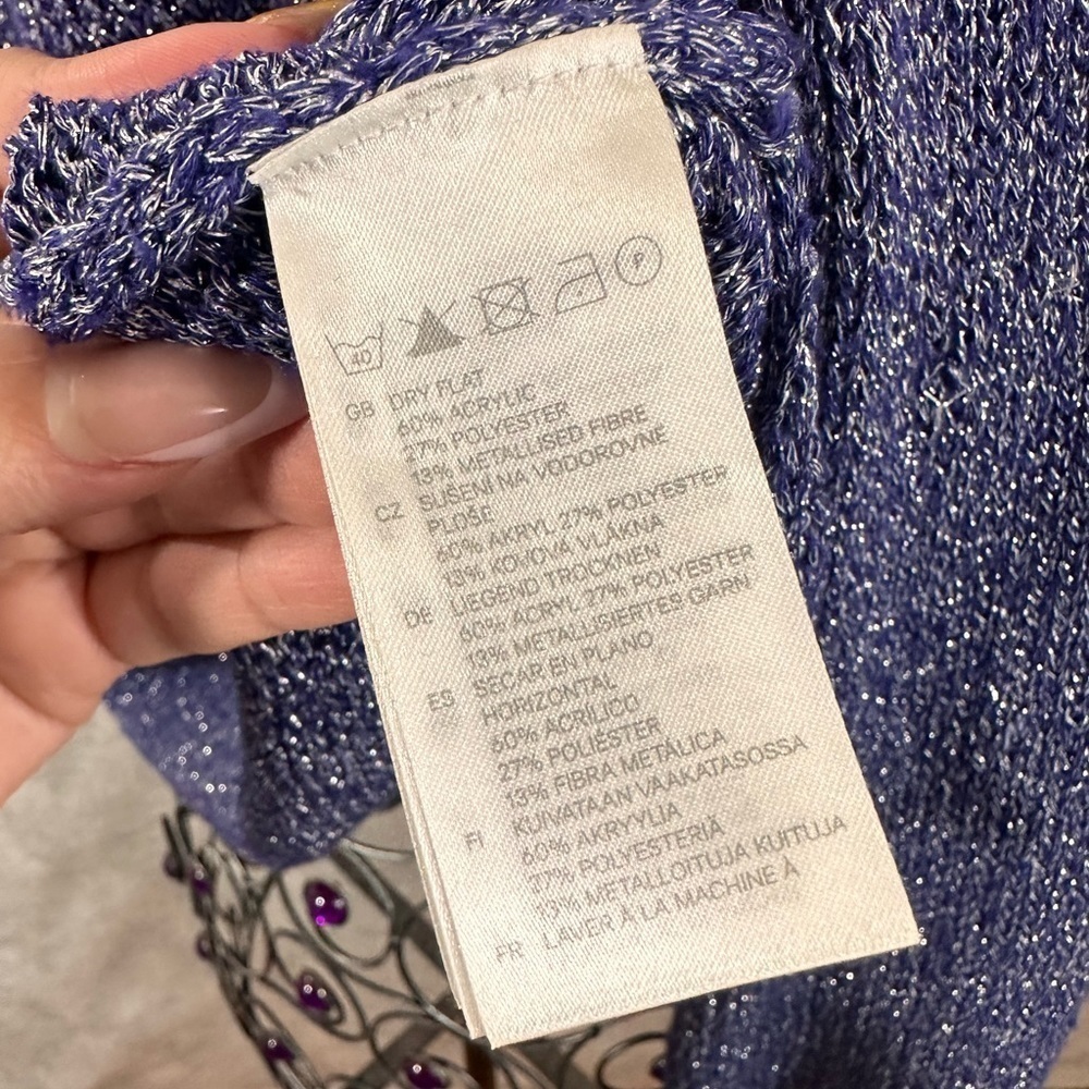 Divided by H&M blue glitter high low hem knit sweater size 8 - Picture 4 of 6